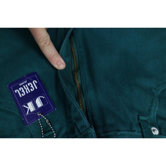 Deadstock Vtg 90s Streetwear Mens 32x33 Baggy Fit Skateboard Denim Jeans Green - Picture 7 of 14